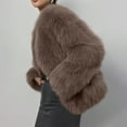 thumbnail image 4 of Stichou Faux Fur Coat for Women Fluffy Faux Fur Jacket Long Sleeve Open Front Cropped Fuzzy Outerwear Coffee M, 4 of 9