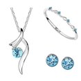thumbnail image 2 of De moda contratados pendientes de cristal azul collar pulsera joyería de tres piezas traje dulce y señoras boda conjunto de joyas, 2 of 6