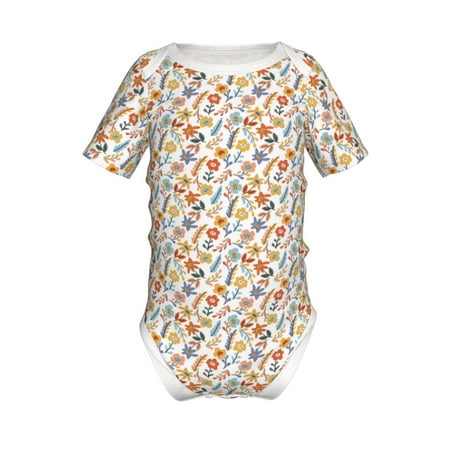 

Adobk Retro Floral Print Baby Climbing Clothes Jumpsuit Rompers Classic Rompers Child Short sleeve Bodysuits-18 Months