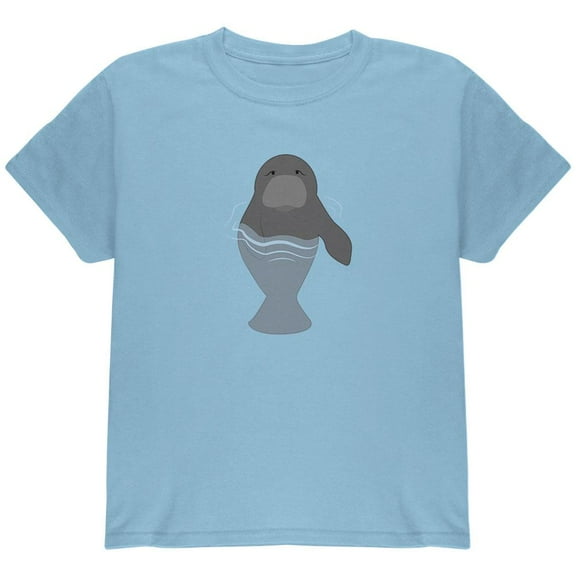 Manatee in Water Cute Youth T Shirt Light Blue YSM