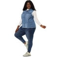 thumbnail image 3 of Women's Plus Size Jean Vest Button Down Turndown Collar Frayed Hem with Cargo Pocket Trucker Denim Vest Blue 2X, 3 of 7