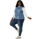thumbnail image 3 of Women's Plus Size Jean Vest Button Down Turndown Collar Frayed Hem with Cargo Pocket Trucker Denim Vest Blue 4X, 3 of 7