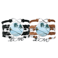 thumbnail image 1 of Ocean Beach Green Tree Picture Bracelet Hand Strap Leather Rope Wristband Double Set, 1 of 3