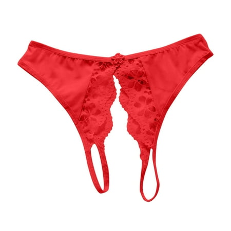 Women s Crotchless Underwear Red Thongs Women s Sexy Lingerie & Underwear Open Crotch Panties for Woman Funny Thong One Size