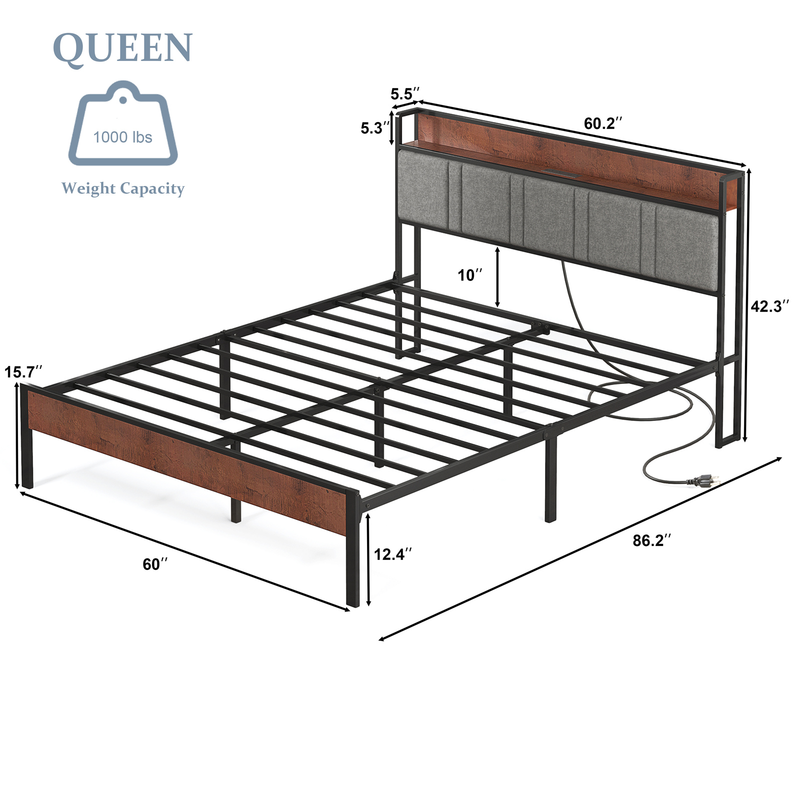 Nisien Queen Platform Bed With Storage Headboard photo 2