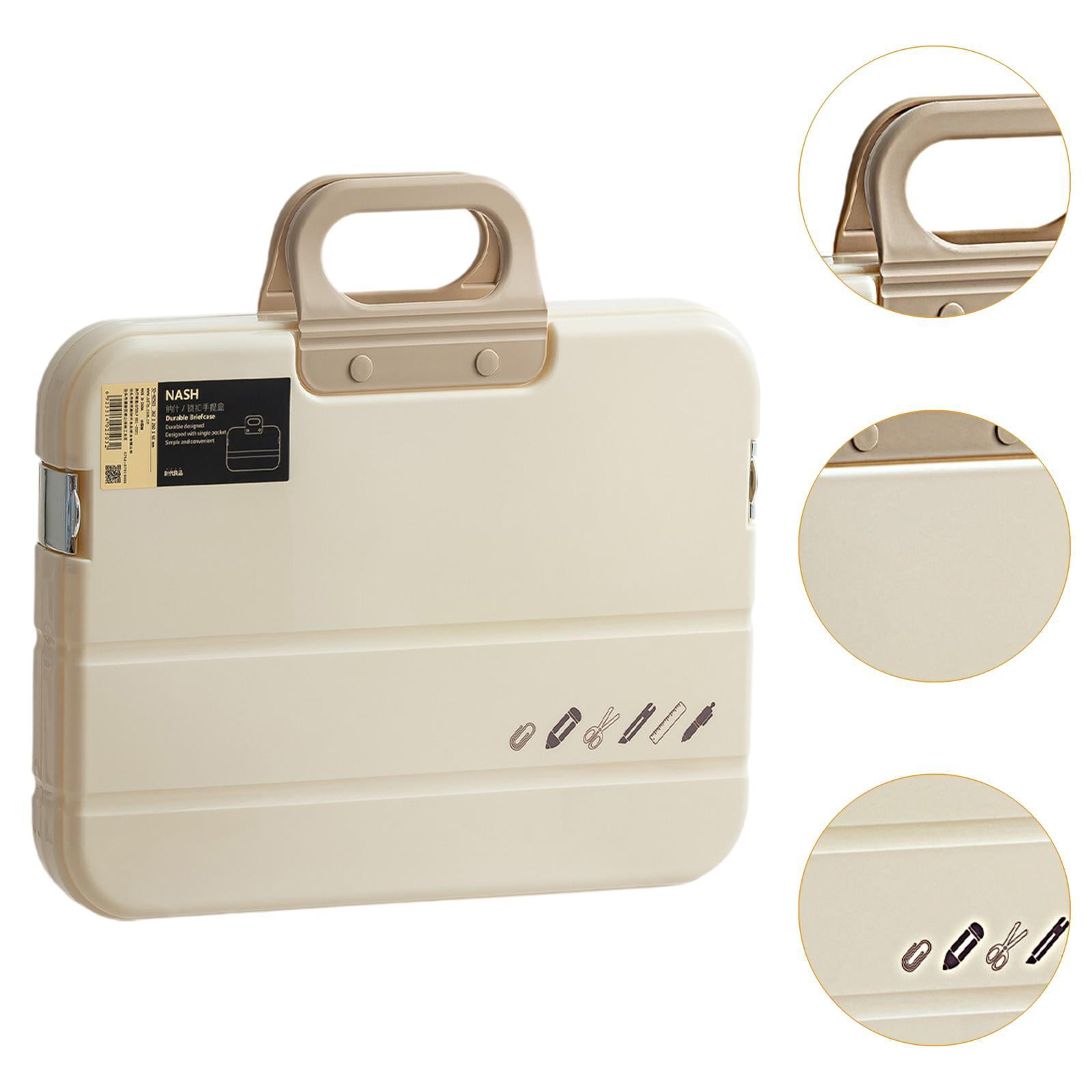 MAGIDEAL Portable files Organizer A4 Document Box Multipurpose Accessories with Snaps Cream Color