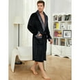 thumbnail image 4 of U2SKIIN Mens Fleece Robe, Plush Collar Shawl Bathrobe for Men Long Flannel Robes（Black/Dark Grey, XX-3X-Large）, 4 of 7