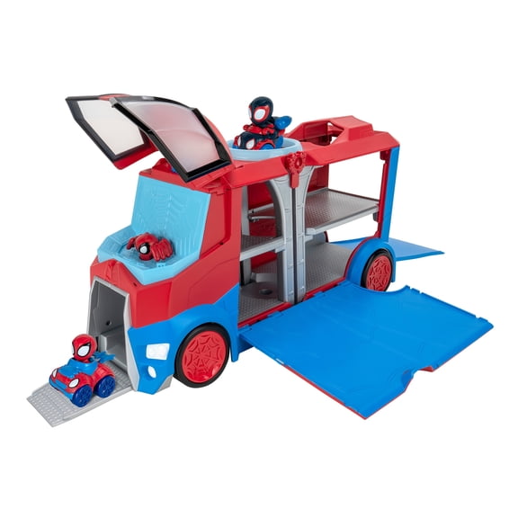 Marvel Spidey and His Amazing Friends Web Transporter - 14 inch Converting Vehicle with 12 Action Zones and Three Mini Vehicles