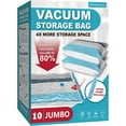 thumbnail image 1 of XINQIHANG Vacuum Storage Bags, 10 Jumbo Space Saver Bags Vacuum Seal Bags with Pump, Space Bags, Vacuum Sealer Bags for Clothes, Comforters, Blankets, Bedding, 1 of 7