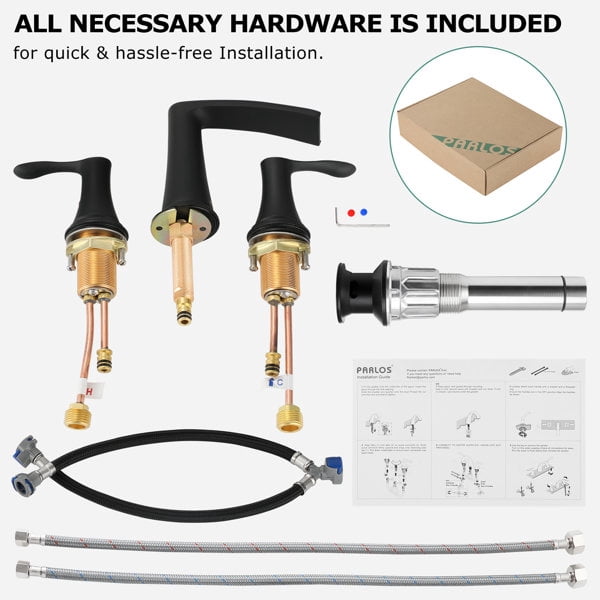 PARLOS Widespread 2-handle Waterfall Bathroom Faucet with Drain Assembly