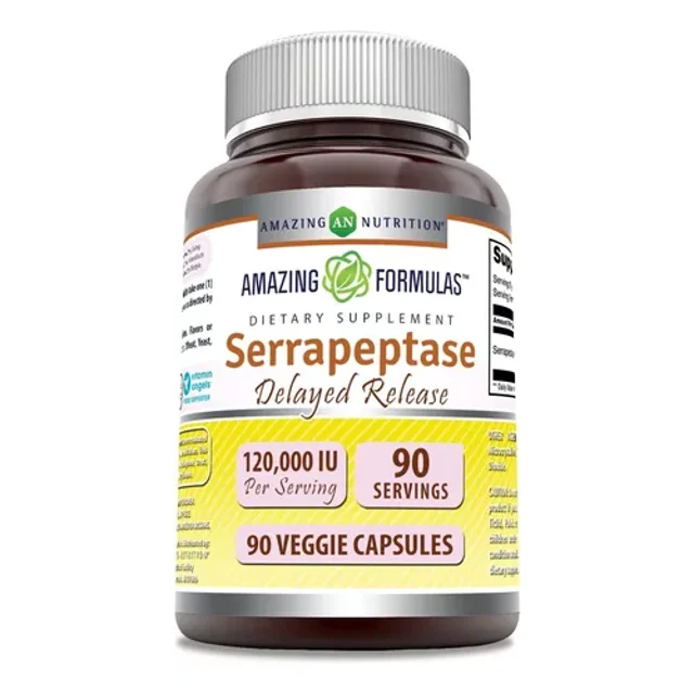 Amazing Formulas Serrapeptase Delayed Release | 120,000 IU Per Serving | 90 Servings | 90 Veggie Capsules