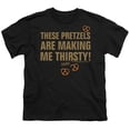 thumbnail image 2 of Seinfeld Pretzels Thirsty Kids T Shirt (X-Large) for Youth Toddler Boys and Girls, Black, 2 of 5