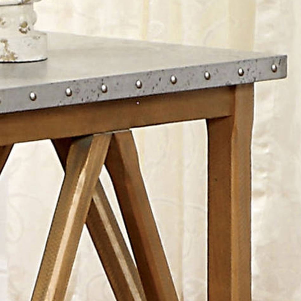Yogur Rectangular Wood End Table, Natural Brown Finish
