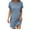 Blue, variant on Womens V Neck Long Sleeve Fall Dresses Women's New Short Sleeve V-neck Solid Color Pullover Comfortable Casual Button Dress Saffron
