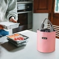 thumbnail image 4 of Insulated Lunch Bag Thermal Food Carrier Large Cylinder Thermal Lunch Bag Foil Insulated Round Food Carrier Pouch with Front Pocket for Work Commuting Campus Picnic Travel Pink, 4 of 5