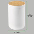 thumbnail image 3 of mDesign Plastic Round Trash Can Small with Swing-Close Lid - White/Natural, 3 of 7