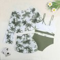 thumbnail image 4 of CAICJ98 Girl's 4 Piece Color Block Swimsuit and Coverup Set Tree Print Boho Bathing Suits for Girls Swimwear (9-10 Years,Dark Green), 4 of 8