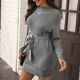 thumbnail image 4 of Sngxgn Dresses for Women Front Tie Cap Sleeves V Neck Midi Bodycon Dress(Grey,L), 4 of 8