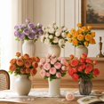 thumbnail image 4 of Artificial Rose Bouquet Faux Silk Flower Arrangement in Vase for Wedding Centerpieces Home Table Decor Office Party Decoration 20.87 Inch Tall Plastic Realistic Fake Roses,Yellow, 4 of 5