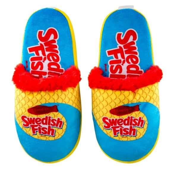 Odd Sox Swedish Fish Slippers Large– Officially Licensed Fuzzy Slip-On House Shoes for Men & Women –