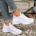 thumbnail image 3 of Women's Breathable Lace Up Running Shoes Lightweight Slip On Sneakers Comfortable Arch Support Non Slip Walking Shoes White Size 8.5, 3 of 9