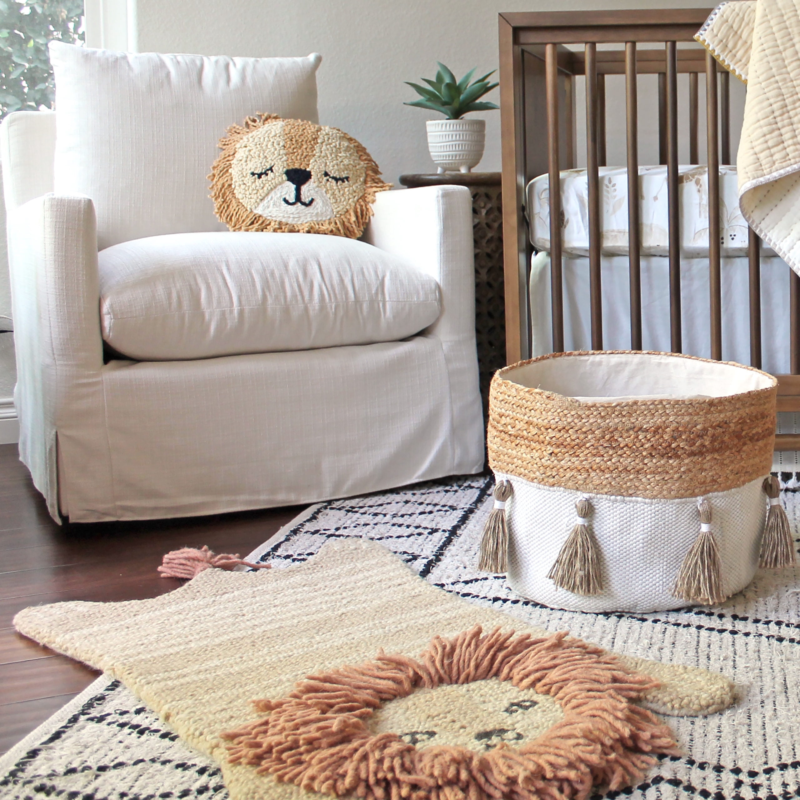 Crane Baby Lion 12 in x 12 in Brown Jungle & Safari Throw Pillow, Reversible
