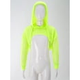 thumbnail image 3 of YUUMIN Kids Girls Breathable Mesh Hoodie Crop Top Modern Jazz Hiphop Street Dance Cover Up Fluorescent Green 6, 3 of 6