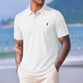 thumbnail image 2 of FRSASU Stretchy Golf Dress Shirts for Men Button Down Short Sleeve T-Shirts Fitted Collared Tees Business Casual Tops White-B, 2 of 5