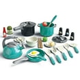 thumbnail image 3 of 32Pcs Kids Play Kitchen Toys Set, Toddlers Pretend Cooking Playset Acccessories with Pots Pans, Utensils Cookware, Foods, Canned Veges, Learning Gift for Kids Girls Boys (Green), 3 of 8