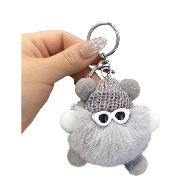 Llavero de peluche de conejo de peluche con forma de muñeca de dibujos animados, accesorio decorativo para bolso o coche, regalo de apoyo emocional.