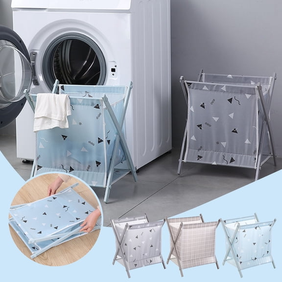 Xuniizn Laundry Basket, Collapsible Laundry Hamper & Large Storage Bin - Foldable Laundry Baskets with Handles, Space-Saving Laundry Hamper for Home, Dorm, Office, Cloth, Sky Bule