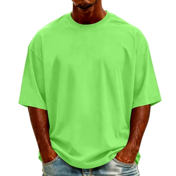 LIaqionyy Big and Tall Short Sleeve Tops for Mens Cotton Casual Comfortable Breathable Solid Color Shirts