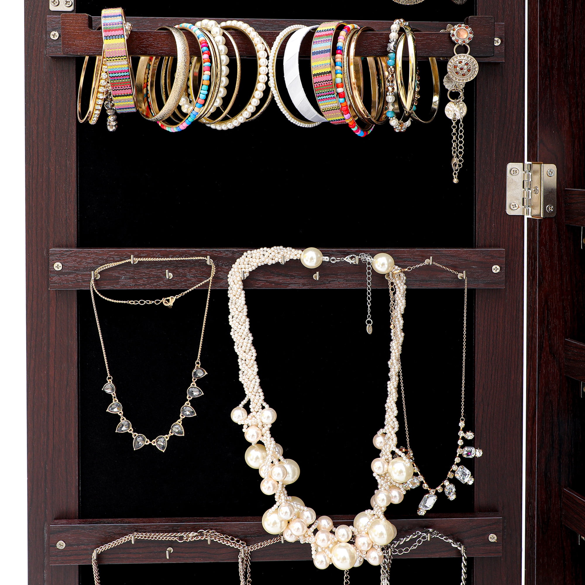 Aukfa Jewelry Cabinet with Mirror - Integrated Led Light – Brown