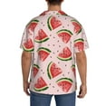 thumbnail image 3 of Uemuo Hand Drawn Watermelon Pattern Cotton Linen Short Sleeve Shirts,Casual Lightweight Button Down Shirts,Vacation Beach Summer Tops-X-Large, 3 of 7
