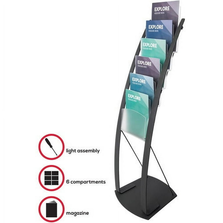 Deflecto Contemporary Floor Display - 6 Compartment(s) - Compartment Size 1.45 Deflecto Contemporary Floor Display - 6 Compartment(s) - Compartment Size 1.45