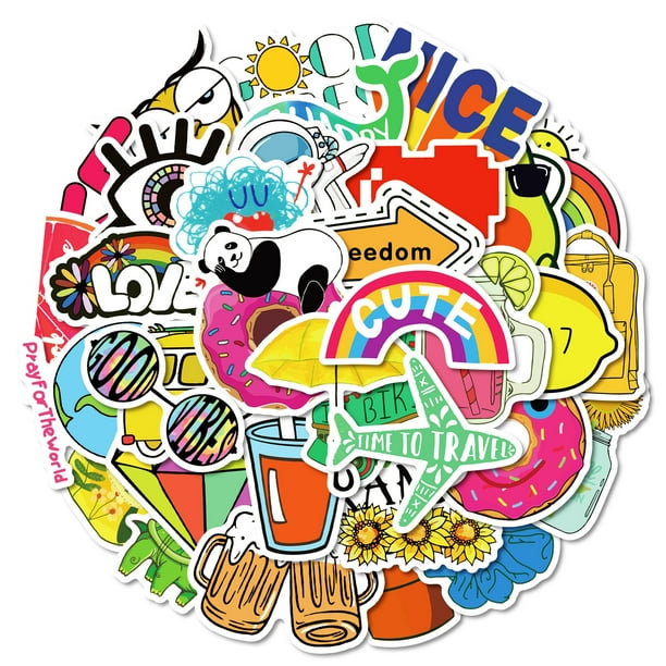 Calcomanías de vinilo impermeables para niños con dibujos animados, 50 unidades