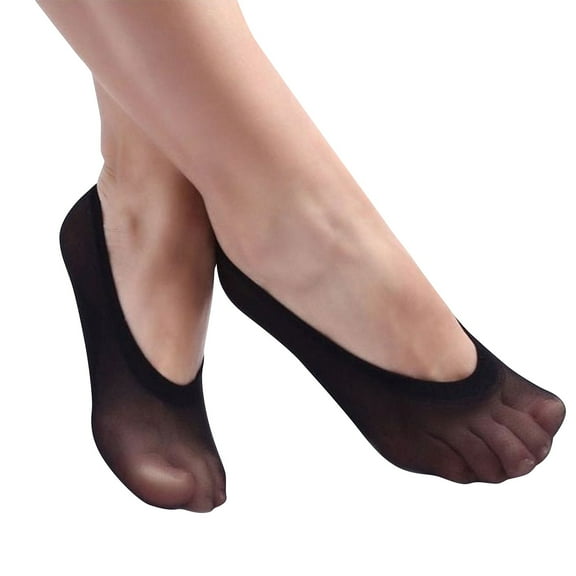 Women's Anti-Skid Liner Socks, 10 Pairs Ultra-Thin Breathable No Show Ped Low Cut Socks, Non-Slip Bottom, Ice Silk Material, Black