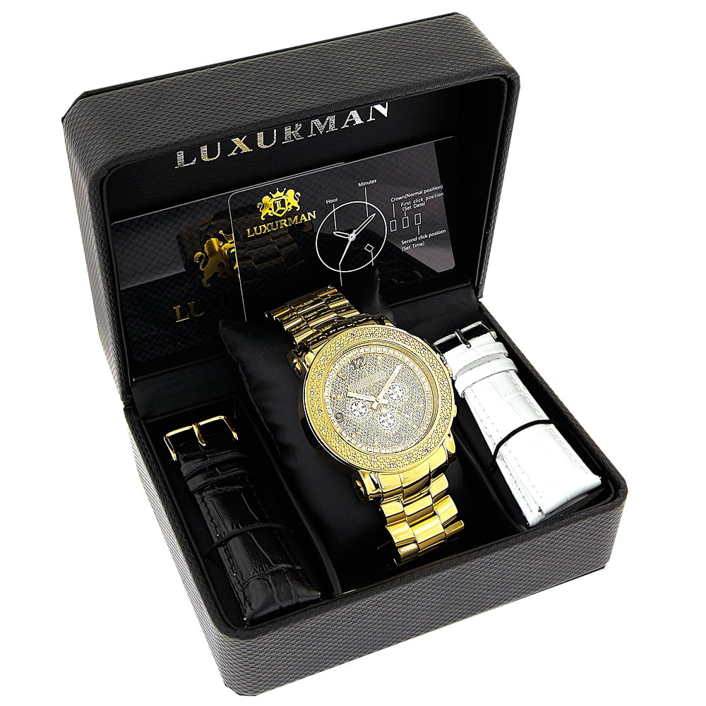 オーバーサイズMens Diamond Watch 0.25 CT Luxurman Escalade LUXURMAN オーバーサイズ ダイヤモンド メンズウォッチ 0.25ct