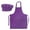 Purple, variant on Opromo 12-Pack Cotton Canvas Adjustable Apron and Chef Hat Set-Purple-L