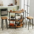 thumbnail image 4 of Costway 3-Tier Home Bar Unit with Stemware Racks & Storage Shelves with Metal Frame Brown, 4 of 10