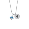 thumbnail image 2 of Delight Jewelry Silvertone Hot Blue with Crystals Spinner Silvertone Script Initial Disc - F - Charm Necklace, 20"+3", 2 of 4