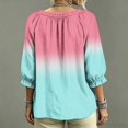 thumbnail image 5 of Womens V Neck 3/4 Sleeve Bohemian Casual Blouses 3/4 Sleeve V Neck Peasant Top Abstract Geometric Print Ruffle Trim Casual Loose Flowy Dressy Shirts, 5 of 5