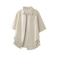 thumbnail image 2 of Kojanyu Men's Plus Size Solid Color Short Sleeve Button-Up Shirt with Pocket – Breathable Polyester Casual Summer Shirt for Big & Tall Men | M–5XL, 2 of 9