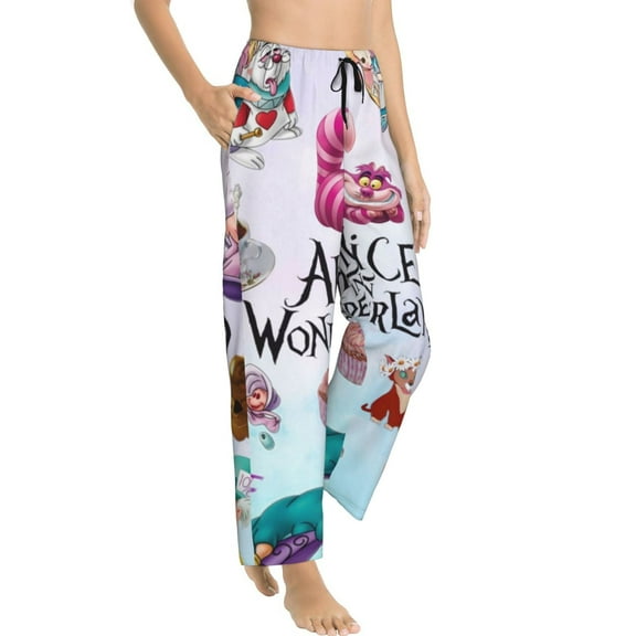 Womens Alice in Wonden-Lan Pajama Pants Soft Lightweight Pajama Pants Cartoon Pajama Bottoms