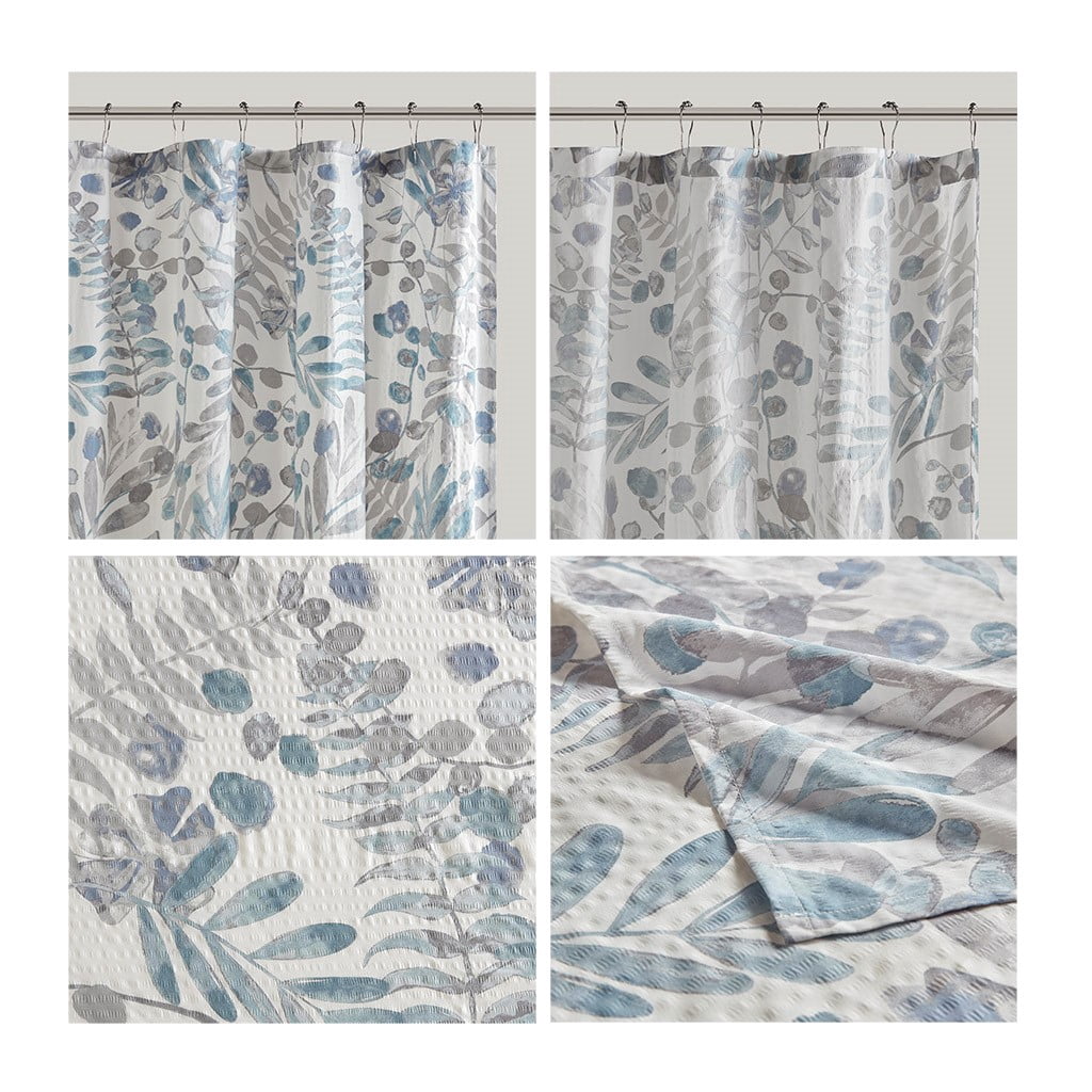 Euroco Printed Seersucker Shower Curtain