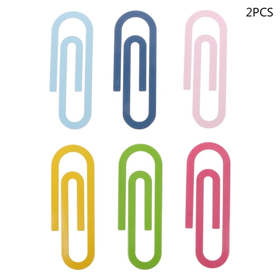 Necvior 2 Pcs Cute Big Metal Paper Clip Bookmark Page Clips Photos Tickets Paperclip Off