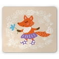 thumbnail image 1 of Retro Mouse Pad, Fox with Skirt and Polka Dotted Socks Holding a Flower on a Pastel Toned Background, Rectangle Non-Slip Rubber Mousepad, Multicolor, by Ambesonne, 1 of 2