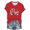 thumbnail image 1 of Hyknon Hauts pour Femmes Été Saint-Valentin Imprimé Manches Courtes Col Rond Haut/chemise Pull Doux Polyvalent pour Sortir, 1 of 4