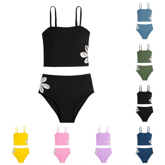 Miaoju Girls Tankini Swimsuit 2 Piece Adjustable Strap Cut Out Bikini Sets for Girls Size 9-16