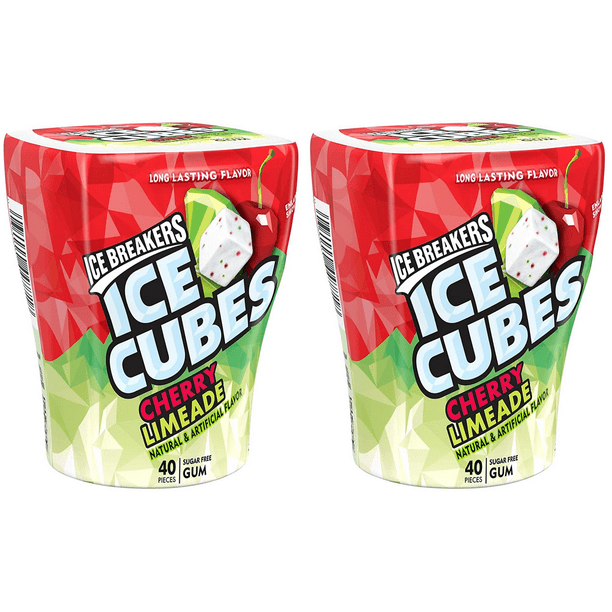 ICE BREAKERS ICE CUBES Cherry Limeade Sugar Free Chewing Gum, Made with